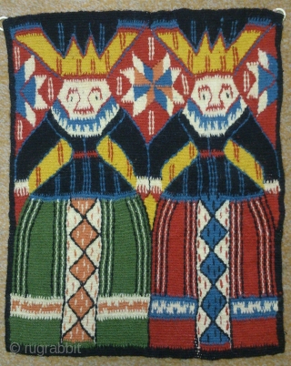 Antique Norwegian or Swedish pictorial Kilim, no: 226, size: 40*32cm, the tapestry very beautiful, wool on cotton, all natural colors.             