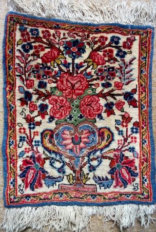 Bijar small rug, vase design, all natural color.                         