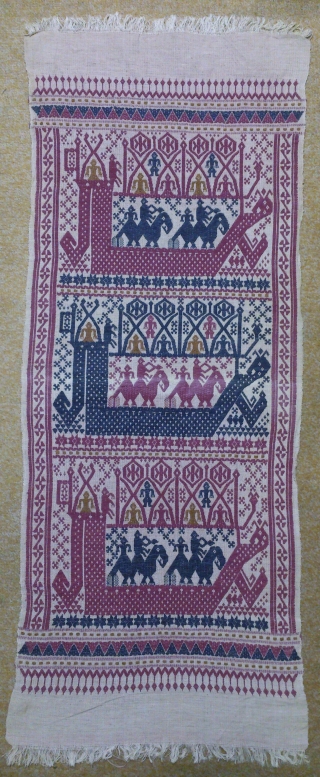 Antique South-East Asian(indonesia) embroidery Textile, no: 168, size: 106*42cm, conceptual design, cotton on cotton.                   