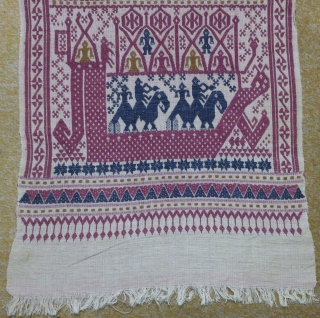 Antique South-East Asian(indonesia) embroidery Textile, no: 168, size: 106*42cm, conceptual design, cotton on cotton.                   