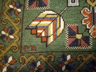 Antique swedish cross stitch, no: 411, size: 58*56m, signed en, wool on linen, wall hangings.                  