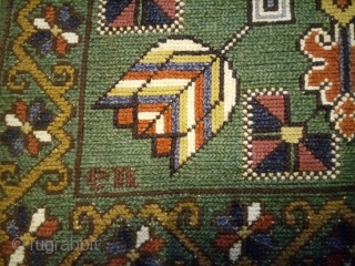 Antique swedish cross stitch, no: 411, size: 58*56m, signed en, wool on linen, wall hangings.                  