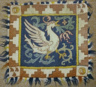 Antique uzbek or european embroidery wool, no: 201, size: 40*38cm,  Dragon design.                    