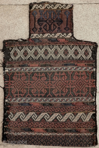 Antique Baluch kilim double faced salt bag                          