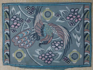 Antique pillow Swedish embroidery wool and metal on wool, no: 216, size: 80*59cm, pictorial design.                  