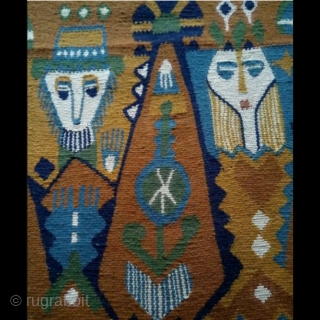 Norwegian kilim, pictorial design, size: 47*43                           