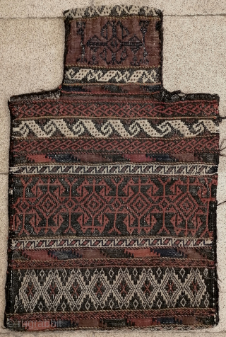 Antique Baluch kilim double faced salt bag                          