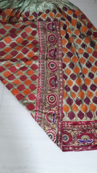 The Antique textile is an intricately embroidered skirt known as ari or mochi embroidery from kutch region in state of Gujarat Approx 1900 century. A type of chain stitch done with the  ...