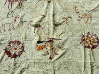 19th Century Old Kantha from Bengal (India).

Lil bit of damaged 

Size :  200 x 120 cm                