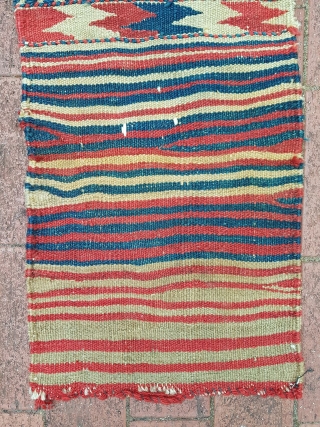 Small flatwoven tribal zigzag bags probably Kurdish. Coarse weave and all natural dyes. 

Each bag measures approx 82x38cm.

               