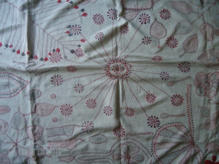 This kantha gudari is from west Bengal and is old.it is all original and has very fine straight stitch all over with craftly made figure work as well.its in very good condition.its  ...