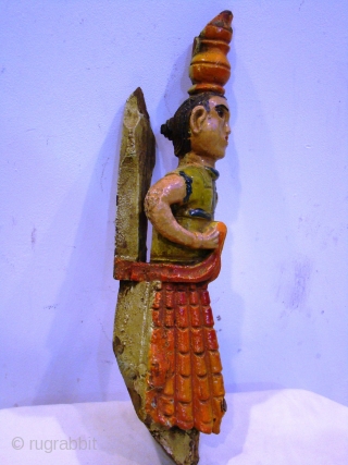 OLD WOODEN STATUE FROM CENTRAL INDIAN                           