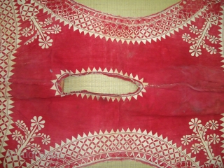 THIS IS A RAJISTHANI CAMEL COVER FROM THE EARLY 19TH CENTURY.ITS HAS ALL NATURAL DYES AND REVERSE APPLIQUE ALL OVER IT.THESE ARE USED FOR DECORATING CAMELS AT THE TIME OF FESTIVAL AND  ...