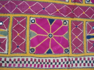 THIS EMBROIDERED PIECE IS FROM WESTERN INDIA GUJARAT . IT'S ALL HAND EMBROIDERED WITH USE OF SILK THREADS ITS MID 19th CENTURY PIECE IT IS GIVEN IN DOWRY AND USED FOR MARRIAGE  ...