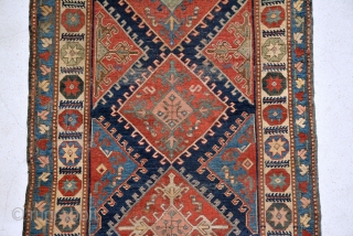 Dated (1908) Caucasian Karabagh Rug with star gulls, some repile areas as you can see on pictures. size is 274 x 125 cm.
          