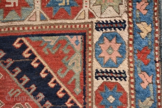 Dated (1908) Caucasian Karabagh Rug with star gulls, some repile areas as you can see on pictures. size is 274 x 125 cm.
          