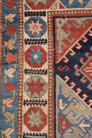 Dated (1908) Caucasian Karabagh Rug with star gulls, some repile areas as you can see on pictures. size is 274 x 125 cm.
          