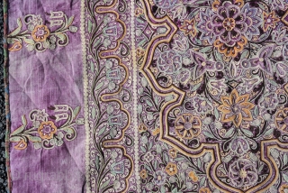 A Persian Rasht Embroidery on velvet End 19th century or Early 20th century, size is 127 x 92 cm              