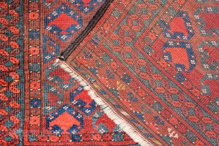 Small Ersari Rug 1900, it's size is 110 x 93 cm. It is not that old but quite rare elements and charming Turkmen.          