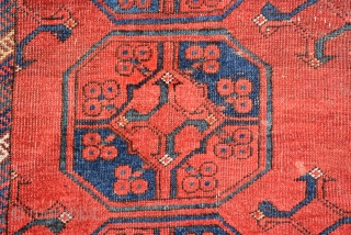 End 19th century Ersari square rug,it's size is 118 x 116 cm, low pile but still charming. The pictures has taken at sunlight but if you see in indoor, it will be  ...