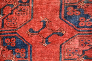 End 19th century Ersari square rug,it's size is 118 x 116 cm, low pile but still charming. The pictures has taken at sunlight but if you see in indoor, it will be  ...