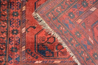 End 19th century Ersari square rug,it's size is 118 x 116 cm, low pile but still charming. The pictures has taken at sunlight but if you see in indoor, it will be  ...