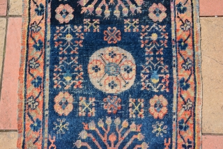 Rare small Khotan runner with beautiful elements, end 19th century, size is 202 x 66 cm                 