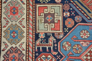 Caucasian Akstafa Runner circa 1860, size is 252 x 98 cm, quite rare not much examples seen today. fair condition had been repiled some areas but last owner did good job and  ...