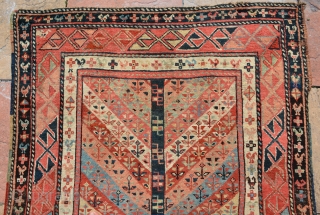 Caucasian Gandje Runner circa 1880, small flowers and chicks border. Good condition, more beautiful then pictures. size is 336 x 114 cm           