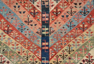Caucasian Gandje Runner circa 1880, small flowers and chicks border. Good condition, more beautiful then pictures. size is 336 x 114 cm           