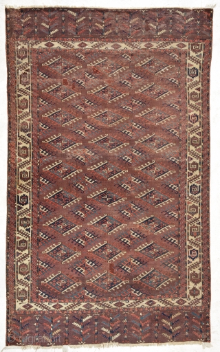 A Collectors Yomut circa 1850 or earlier, low pile but very interesting, size is 305 x 186 cm               