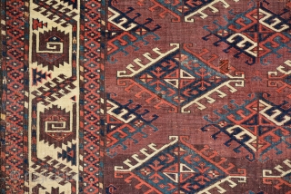 A Collectors Yomut circa 1850 or earlier, low pile but very interesting, size is 305 x 186 cm               