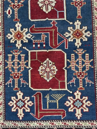 Antique Shirvan dated rug in very good condition except a minor place need to be sorted, good pile size is 156 x 96 cm         