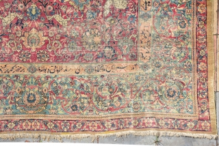 Antique Persian Rug, I think Khorassan? 
very worn but still beauty
19th century for sure
Size is 395 x 268               