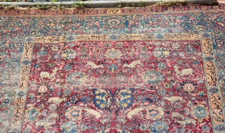 Antique Persian Rug, I think Khorassan? 
very worn but still beauty
19th century for sure
Size is 395 x 268               