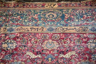 Antique Persian Rug, I think Khorassan? 
very worn but still beauty
19th century for sure
Size is 395 x 268               