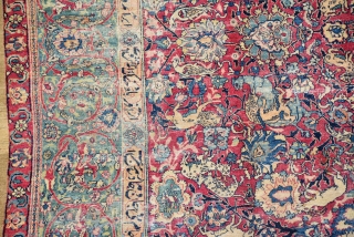 Antique Persian Rug, I think Khorassan? 
very worn but still beauty
19th century for sure
Size is 395 x 268               