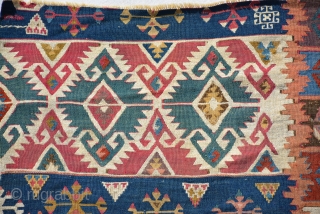 Anatolian Kilim fragment properly mid 19th century size is 105 x 78 cm                    