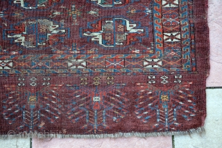 Early 1800 Yomut Chuval, one of the most rare chuval. I have this from many years in my collection, it's size is 110 x 70 cm. It haven't touched for reweave or  ...