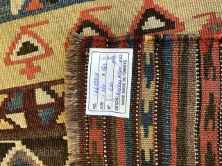 Kaşkay kilim age 100 measurements written on the label                        