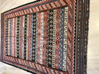 Kaşkay kilim age 100 measurements written on the label                        