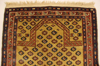 Shirvan Prayer Rug,Silk Wefted.                             