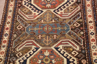 Antique Caucasien Lenkoran rug.missing two small bordures of each ends.old flatstich repairs.
2,80x1,26m --  9'1x4'1ft                  