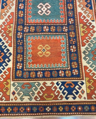 ANTIQUE CAUCASIAN KAZAK BORJALU  CM 2,35 X 1,20 19TH. CENTURY  NATURAL COLORS  ECCELENT  CODITION               