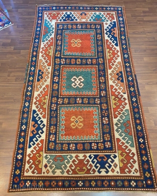 ANTIQUE CAUCASIAN KAZAK BORJALU  CM 2,35 X 1,20 19TH. CENTURY  NATURAL COLORS  ECCELENT  CODITION               