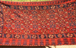 ANTIQUE  BESHIR  CHUWAL  1.90 X .090 WOOL  END  SILK  19TH CENTRUY                