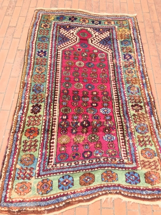 ANATOLIAN  KONYA CIHANBEYLI PRAYER  RUG  FULL PILE NATURAL  COLORS old restorations in borders  CM 1.70 X 1.09  1880  CIRCA       