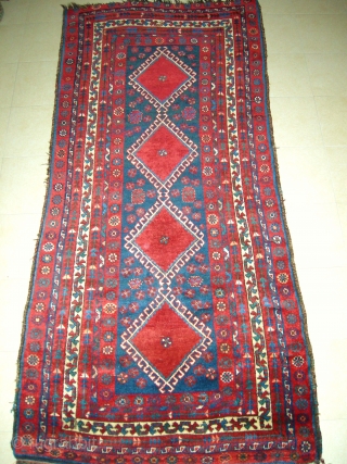 Antique persian Kurdish rug. Late 19th century size 260 x 113                      