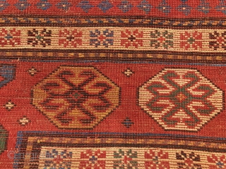 ANTIQUE CAUCASIAN  KAZAK  BORJLAU  CM 1.80 X 1.40  1850  CIRCA  GOOD  CONDITION BEAUTIFUL COLORS            