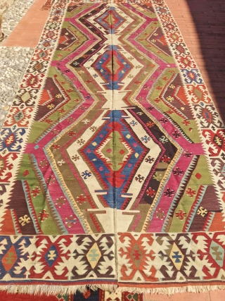 central anatolian kilim cm 3.90 x 1.80  1880/90 circa  very good codition                   